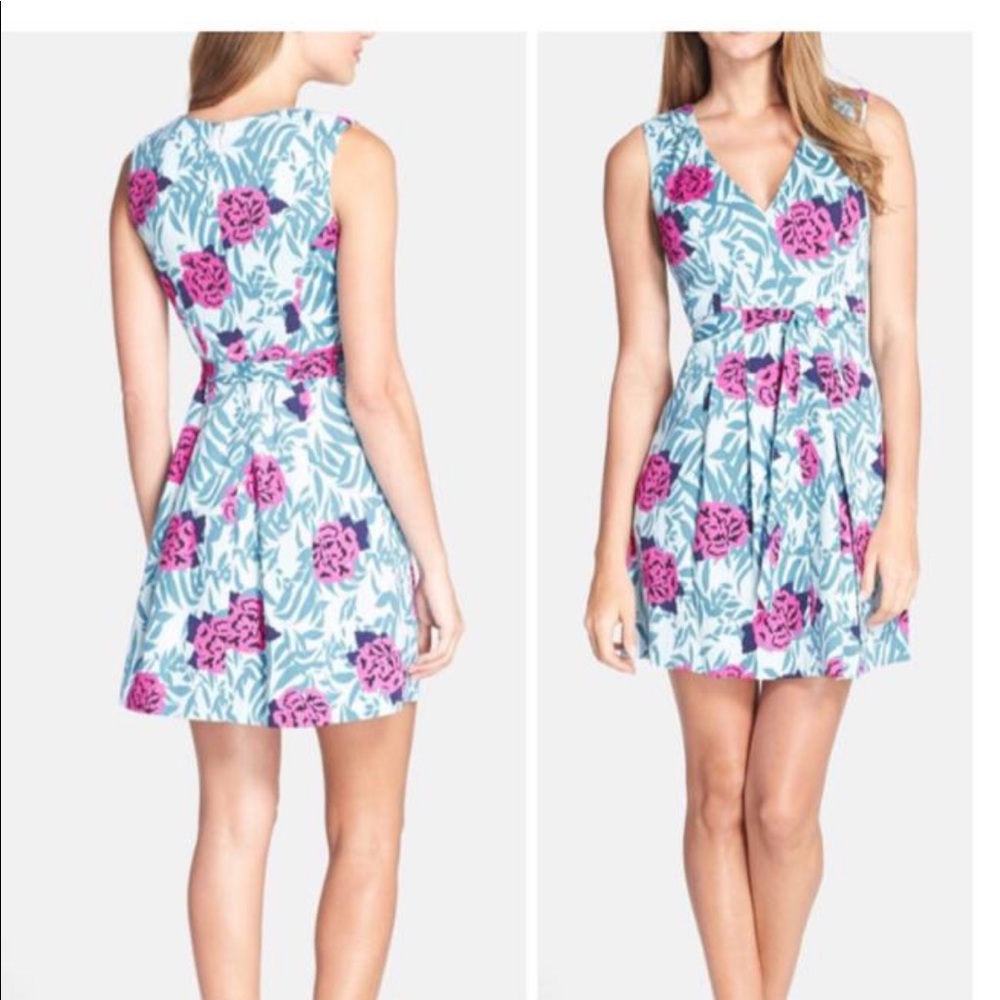 Plenty By Tracy Reese Blue Pink Ashley' Floral Jacquard Fit & Flare Casual Dress
